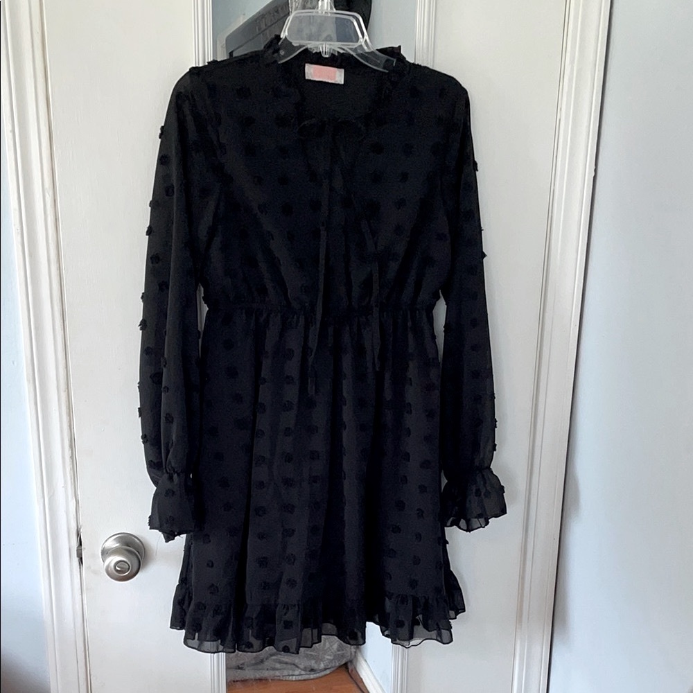 Elegant Black Dress, with dot design